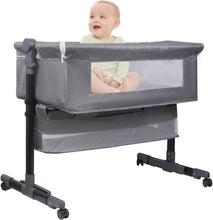 Load image into Gallery viewer, Multifunctional Baby Cot, Baby Rocker, Foldable and Removable Travel Cot, Height Adjustable, Storage Basket with Wheels, with Mosquito Net
