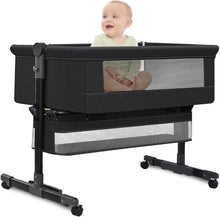 Load image into Gallery viewer, Berceau Bébé Lit bébé Lit cododo pour bébé 4 en 1 Berceau bébé Pliable Hauteur et Pieds réglables, Avec Matelas, 4 Roulettes Pivotantes, Sac de rangement, Cadeau pour nouveau-né 0-2 ans
