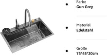 Load image into Gallery viewer, Kitchen Sink 304 Stainless Steel Waterfall Sink Home Sink Vegetable Basin Single Sink Workstation Kitchen Sink with Pull-Out Tap Pressure Standing Mug Dishwasher
