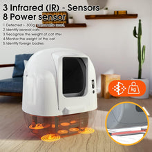 Load image into Gallery viewer, Self-Cleaning Cat Litter Tray Self-Cleaning with App Control &amp; 65L Large Capacity Smart Health Monitor for Multiple Cats
