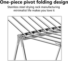 Load image into Gallery viewer, Clothes Airer Interior Foldable Clothes Airer with 2 Wings Clothes Airer Stainless Steel Stand Dryer Weight Capacity 10 kg Tumble Dryer with Clip Wind Protection Tumble Dryer Outdoor
