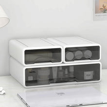 Load image into Gallery viewer, Lot de 3 Boîtes de Rangement Empilables Visible pour le Bureau Systèmes de rangement et les Cosmétiques, Boîte de rangement avec tiroirs visible Caisson individuel
