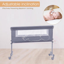 Load image into Gallery viewer, Baby Cot, Baby Cradle, Cot with Soft Mattress and Wheels, Height-Adjustable and Foldable Travel Cot with Mosquito Net and a Shelf Basket, Gift for Babies (4 Height Adjustable)

