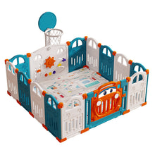 Load image into Gallery viewer, Baby Playpen Foldable Playpen with Basketball Hoop, Plastic Playpen with Door and Toy Board
