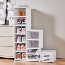 Load image into Gallery viewer, Stackable Transparent Shoe Boxes, Set of 6, Foldable Shoe Boxes with Lid, Shoe Organiser, Space-Saving for Trainers and Boots up to Size 46
