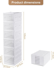 Load image into Gallery viewer, Stackable Transparent Shoe Boxes, Set of 6, Foldable Shoe Boxes with Lid, Shoe Organiser, Space-Saving for Trainers and Boots up to Size 46
