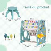 Load image into Gallery viewer, Table Enfant avec Chaises pour Enfant 3 en 1 Chevalet, Bibliothèque Enfant, Réglable, Gomme à tableau et trois marqueurs, aimant à lettres, Tableau Magnétique à Double Face, Enfants de 1-5 Ans
