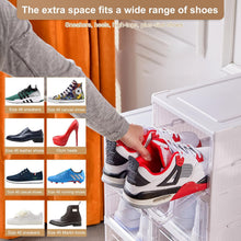 Load image into Gallery viewer, Stackable Transparent Shoe Boxes, Set of 6, Foldable Shoe Boxes with Lid, Shoe Organiser, Space-Saving for Trainers and Boots up to Size 46
