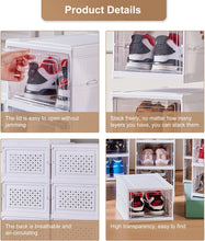 Load image into Gallery viewer, Stackable Transparent Shoe Boxes, Set of 6, Foldable Shoe Boxes with Lid, Shoe Organiser, Space-Saving for Trainers and Boots up to Size 46
