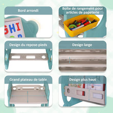 Load image into Gallery viewer, Table Enfant avec Chaises pour Enfant 3 en 1 Chevalet, Bibliothèque Enfant, Réglable, Gomme à tableau et trois marqueurs, aimant à lettres, Tableau Magnétique à Double Face, Enfants de 1-5 Ans
