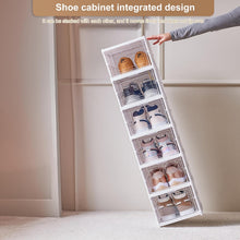 Load image into Gallery viewer, Stackable Transparent Shoe Boxes, Set of 6, Foldable Shoe Boxes with Lid, Shoe Organiser, Space-Saving for Trainers and Boots up to Size 46
