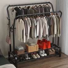Load image into Gallery viewer, Percheros Burro Independiente Perchero Dobles Varillas Estante de Ropa de Dormitorio Multifuncional 130 × 33 × 125-145 cm
