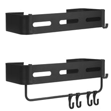 Load image into Gallery viewer, Shower Shelf No Drilling Pack of 2 Shower Basket, Bathroom Shelf Self-Adhesive or Punching, Shower Shelf Black with 5 Adhesive Surfaces and 8 Hooks, Shampoo Holder for Shower
