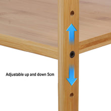 Load image into Gallery viewer, Microwave Shelf, 2 Levels, Bamboo Microwave Stand, Microwave Holder with 4 Hooks and Chopping Board Stand, Multifunctional Wooden Microwave Holder for Kitchens, 35 cm x 55 cm x 67 cm
