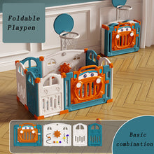 Load image into Gallery viewer, Baby Playpen Foldable Playpen with Basketball Hoop, Plastic Playpen with Door and Toy Board
