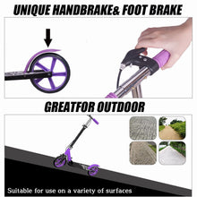 Load image into Gallery viewer, Scooter, Foldable Stunt Scooter up to 150 kg, Height Adjustable City Scooter with Support Bar, Kick Scooter Fun Scooter for Adults/Children/Teenagers/Boys, Purple, 76 cm - 104 cm

