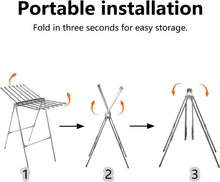 Load image into Gallery viewer, Clothes Airer Interior Foldable Clothes Airer with 2 Wings Clothes Airer Stainless Steel Stand Dryer Weight Capacity 10 kg Tumble Dryer with Clip Wind Protection Tumble Dryer Outdoor
