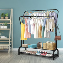 Load image into Gallery viewer, Percheros Burro Independiente Perchero Dobles Varillas Estante de Ropa de Dormitorio Multifuncional 130 × 33 × 125-145 cm
