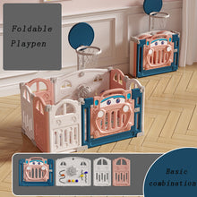 Load image into Gallery viewer, Baby Playpen Foldable Playpen with Basketball Hoop, Plastic Playpen with Door and Toy Board
