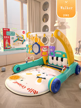 Load image into Gallery viewer, 4-in-1 Baby Play Mat + Walker, Crawling Mat with Piano &amp; Lights &amp; 5 Removable Toys, Height-Adjustable Walker, as a Birth Gift
