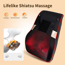 Load image into Gallery viewer, Masajeador Lumbar y Espalda con Calor y Vibración, Cojín Masajeador Cervical Shiatsu con 3 Niveles de Intensidad y Calefacción, Masajeador de Cuello y Espalda para Hogar, Oficina y Coche, Regalo Ideal
