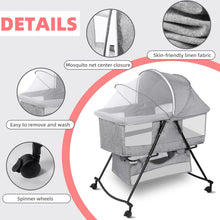 Load image into Gallery viewer, Multifunctional Baby Crib, Baby Cot with Mattress and Mosquito Net, Bed and Cot Mode, Foldable and Easy to Storage, Solid and Safe Structure, Mobile Baby Room Cosleeping
