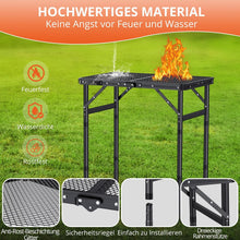 Load image into Gallery viewer, Portable BBQ Table 58 x 40 cm, Camping Table, Outdoor Foldable with 3 Heights, Adjustable (26/48/70 cm), Folding Table with Mesh Desktop, Easy to Assemble, Multifunctional Table for Picnic

