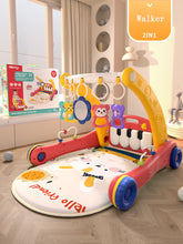 Load image into Gallery viewer, 4-in-1 Baby Play Mat + Walker, Crawling Mat with Piano &amp; Lights &amp; 5 Removable Toys, Height-Adjustable Walker, as a Birth Gift
