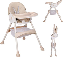 Load image into Gallery viewer, Trona Bebé Ajustable Portatil Trona Convertible 2 en 1 Silla de Comer para Bebés Plegable con Bandeja Extraíble y Cinturón de Seguridad, Almacenable,75x60x91CM

