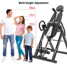 Load image into Gallery viewer, Inversionsbank, klappbarer Schwerkrafttrainer, Inversion Table mit 3 Inversionswinkel, Streckbank zur Entlastung der Wirbelsäule, Nutzergewicht bis 150kg, Rückenstrecker, Sicherheit geprüft
