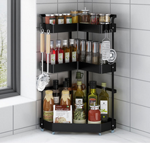 Load image into Gallery viewer, Spice Rack Kitchen Rack Corner Standing Frame 2 Tier Storage Rack Spice Stand Kitchen Worktop Organiser Spice Jars Worktop Storage
