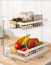 Load image into Gallery viewer, 2 Tier Sliding Drawer, Storage Organiser, Drawer Shelf for Kitchen Cupboard
