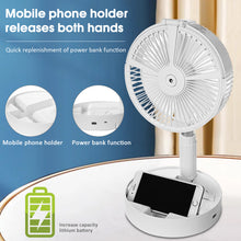Load image into Gallery viewer, Stand Fan,Folding Portable Telescopic Floor/USB Desk Fan with 7200mAh Rechargeable Battery,4 Speeds Super Quiet Adjustable Height and Head Great for Office Home Outdoor Camping
