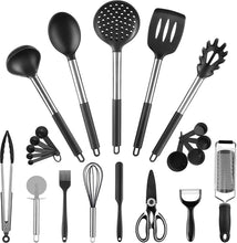 Load image into Gallery viewer, Utensilios de Cocina 22 Piezas Nylon Juego Cocina Utensilios - Utensilios Cocina Acero Inoxidable Resistentes al Calor y Antiadherentes Espátula Cuchara Cucharón
