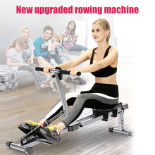 Load image into Gallery viewer, Foldable Rowing Machine with 12 Levels Resistance Adjustment, Adjustable Home Rowing Machine for Home, Max Load 120 kg, Rowing Machine with LCD Monitor for Fitness
