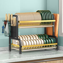 Load image into Gallery viewer, Égouttoir à Vaisselle, Ensemble d'égouttoir à Vaisselle Compact à 2 Niveaux pour la Cuisine, Grand égouttoir à Vaisselle en Acier Inoxydable avec Porte-ustensiles

