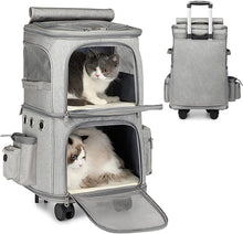 Load image into Gallery viewer, Sac Transport Chat，Sac a Dos Double 2 en 1 pour Petits Chats et Chiens, Design Super Ventilé pour Voyage/randonnée/Camping

