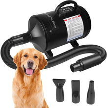 Load image into Gallery viewer, Asciugacapelli per Cane, Temperatura e velocità del vento Regolabili con 3 ugelli e display Digitale, Toilet, Asciugacapelli professionale per animali Domestichi

