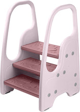 Load image into Gallery viewer, Children's Ladder, Safety Anti-slip 3 Step Stool with Double Handrail, HDPE Odorless
