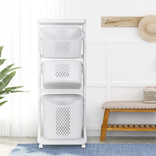 Load image into Gallery viewer, Chariot à linge, panier à linge, Corbeille À linge avec 3 Paniers Amovibles avec Roulettes
