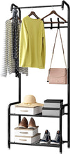Load image into Gallery viewer, Portemanteau, Vestiaire, Meuble d’entrée avec Étagère à Chaussures à 3 Niveaux, Rangement à Chaussures,Stable, avec 4 Crochets
