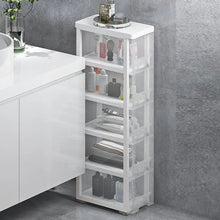 Load image into Gallery viewer, Tour de rangement plastique, Casier de rangement - avec 5 tiroirs - 18x32x83.5cm - Salle de bain et Cuisine Stockage
