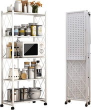 Load image into Gallery viewer, Faltbares Aufbewahrungsregal mit Rädern, Multifunktionales Metallregal, für Wohnzimmer, Küche, Duschzimmer, Garderobe, Schlafzimmer
