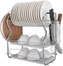 Load image into Gallery viewer, 3-Tier Escurreplatos de Acero Inoxidable, Soportes para Platos, Escurridor para Platos y Cubiertos, Utensilio de Cocina, 55 * 25 * 45cm
