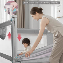 Load image into Gallery viewer, Barrière de Lit Protection Antichute Réglable pour Lit d'enfant, Sécurité pour Bébé, en Hauteur 100cm, Cadre en métal, de 0 à 6 Ans
