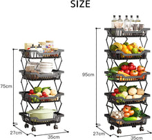 Load image into Gallery viewer, Fruit Bowl With Wheels,Removable Fruit Organizer,Detachable Stand,Large Fruit And Vegetable Cart,Fruit And Vegetable Basket
