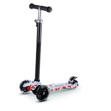 Load image into Gallery viewer, Trottinette Enfant 3 Roues LED en PU Pliable/Détachable, Hauteur Réglable de 77-87CM, Patinette Filles/Garçons Frein Arrière avec Grafitti pour Les Enfants 3-12 Ans
