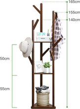 Load image into Gallery viewer, Porte Manteau sur Pieds Bambou, Porte-vêtement pour Entrée, avec 8 Crochets et à la Base Triangulaire, Stable
