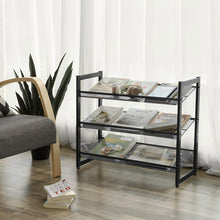 Load image into Gallery viewer, Étagère à Chaussures Métallique 3 Tablettes superposé Angle réglable Montage Facile pour 9 Paires 74 x 30,7 x 62,8 cm (L x l x h) Noire LMR03B
