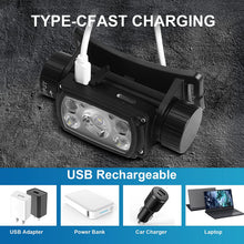 Load image into Gallery viewer, Linterna Frontal, LED USB Recargable Linterna Cabeza, Sensor Inteligente Ultra Brillante 800 Lúmenes 180° Ajustable Luz Frontal para Camping Bicicleta Pesca [Clase de eficiencia energética A+++]
